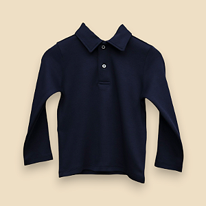 Camisa Polo ML - Azul Marinho Liso