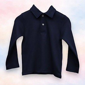 Camisa Polo ML - Azul Marinho Liso