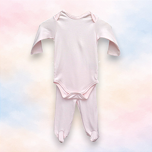 Pijama Body e Calça ML - Rosa Liso