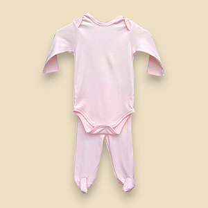 Pijama Body e Calça ML - Rosa Liso