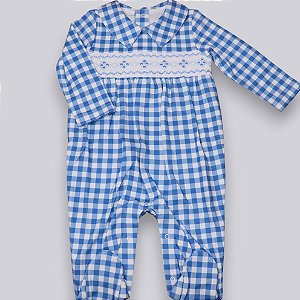 Macacão Smock 4 pontos Azuis - Xadrez Azul