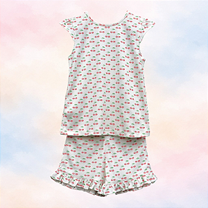 Pijama Camiseta e Shorts MC - Cereja