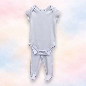 Pijama Body e Calça MC - Celeste Liso