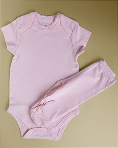 Pijama Body e Calça MC - Rosa Liso
