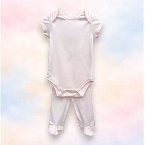 Pijama Body e Calça MC - Rosa Liso