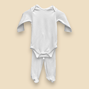 Pijama Body e Calça ML - Branco Liso