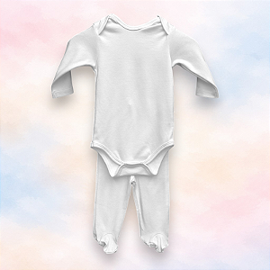 Pijama Body e Calça ML - Branco Liso