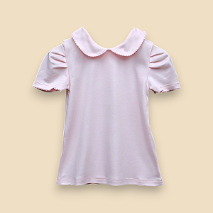 Camiseta Menina MC - Rosa Liso