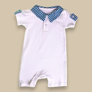 Macaquinho Botõezinhos - Gola Xadrez Celeste