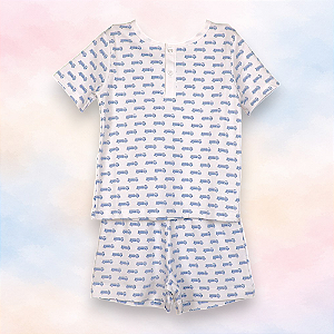 Pijama Blusa e Shorts Pechera MC - Caminhão Azul
