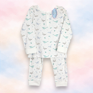 Pijama Blusa e Calça ML - Baleias Menino