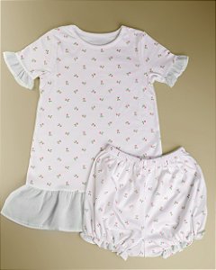 Camisola com Tule e Shorts - Florzinhas