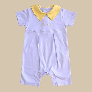 Macaquinho Bordado Patinhos na água - Celeste Liso