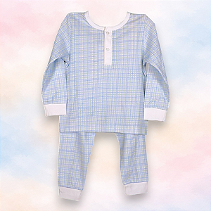 Pijama Blusa e Calça - Xadrez Verde e Azul