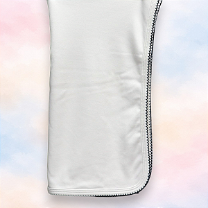 Manta Lisa com Picueta Azul Marinho - Branco Liso