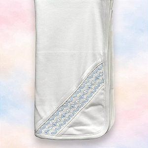 Manta Smock Losango Azul - Branco Liso