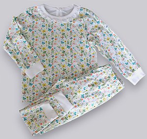 Pijama Blusa e Calça ML - Borboleta Florida