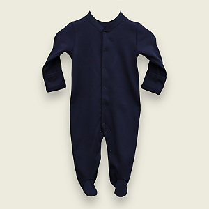 Macacão Broche Picueta Azul Marinho Liso