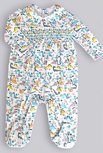 Macacão Smock losango amarelo e celeste - Dino