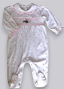Macacão Smock Regador - Poá Colorido