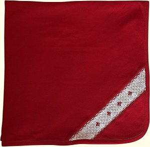 Manta Smock Florzinhas Vermelhas - Vermelho Liso