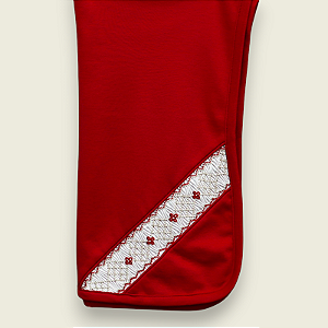 Manta Smock Florzinhas Vermelhas - Vermelho Liso