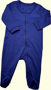 Macacão Zíper Duplo - Azul Marinho Liso