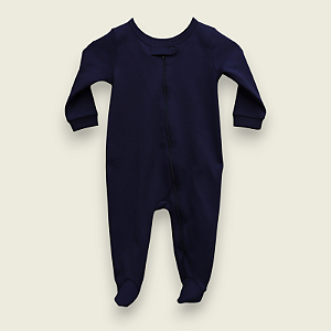 Macacão Zíper Duplo - Azul Marinho Liso