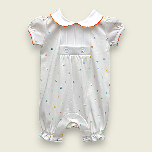 Macaquinho Botão Menina - Letras Coloridas