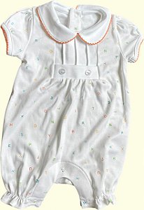 Macaquinho Botão Menina - Letras Coloridas