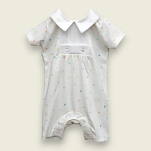 Macaquinho Botão Menino - Letras Coloridas