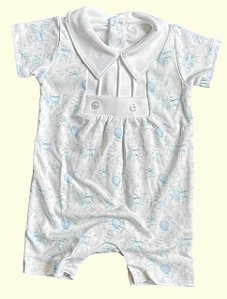 Macaquinho Botão Menino - Balões Azuis