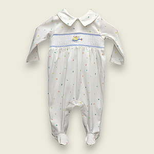 Macacão Smock Helicóptero Colorido - Letras Coloridas