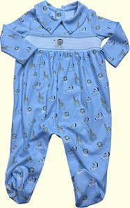 Macacão Smock Leão Aquarela - Animais Aquarelados Azul