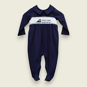 Macacão Smock Trênzinho - Azul Marinho Liso