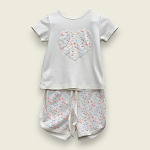 Pijama Blusa e Shorts MC - Coração Florido