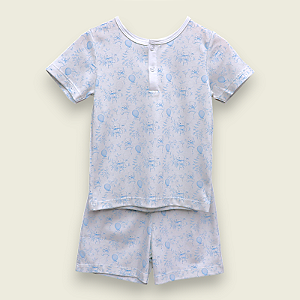 Pijama Blusa e Shorts MC - Ursinho e Balões Azuis