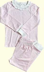 Pijama Blusa e Calça ML - Xadrez Rosa