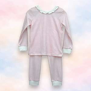 Pijama Blusa e Calça ML - Xadrez Rosa