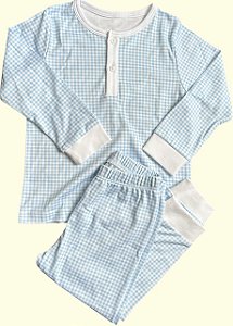 Pijama Blusa e Calça ML - Xadrez Azul