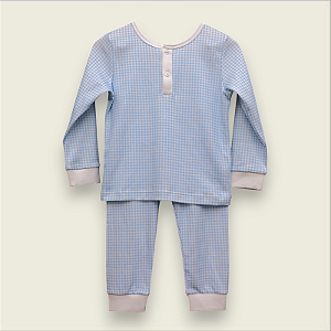 Pijama Blusa e Calça ML - Xadrez Azul