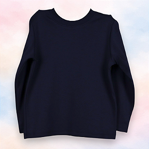 Camiseta Gola Careca ML - Azul Marinho Liso