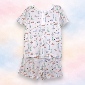 Pijama Blusa e Shorts MC - Cachorrinhos Coloridos Menino
