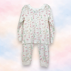 Pijama Blusa e Calça ML - Cachorrinhos Coloridos Menina