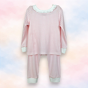 Pijama Blusa e Calça ML - Xadrez Rosa Largo