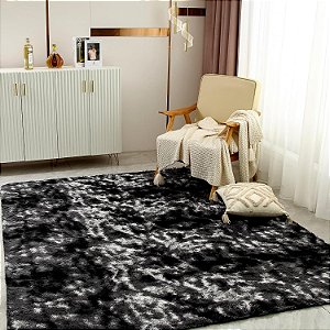 Tapete Peludo 3,00x2,00 Novo Para Sala Quarto Cozinha Felpudo (Preto Mesclado, 300x200)