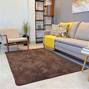Tapete Sala Quarto 100x150 Novo Apartamento 1,00x1,50 Moderno Decorativo Elegante (Quadrado Marrom Escuro, 1,00X1,50)