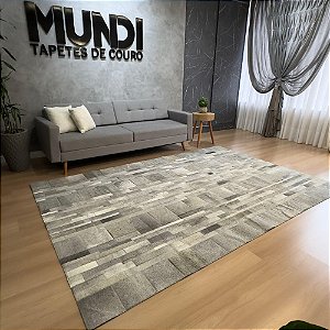 Tapete De Couro Mundi 2,00x3,00m Listras Cinza