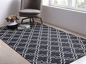 Tapete Sala Quarto Roma Antiderrapante em Jacquard - 1,40x2,00m (Marrocos Preto)