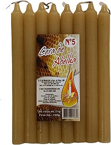 8 Velas Com Cera De Abelha Natural, Maciça, Artesanal, 16 x 1,4 cm, Palito, Aroma De Mel.